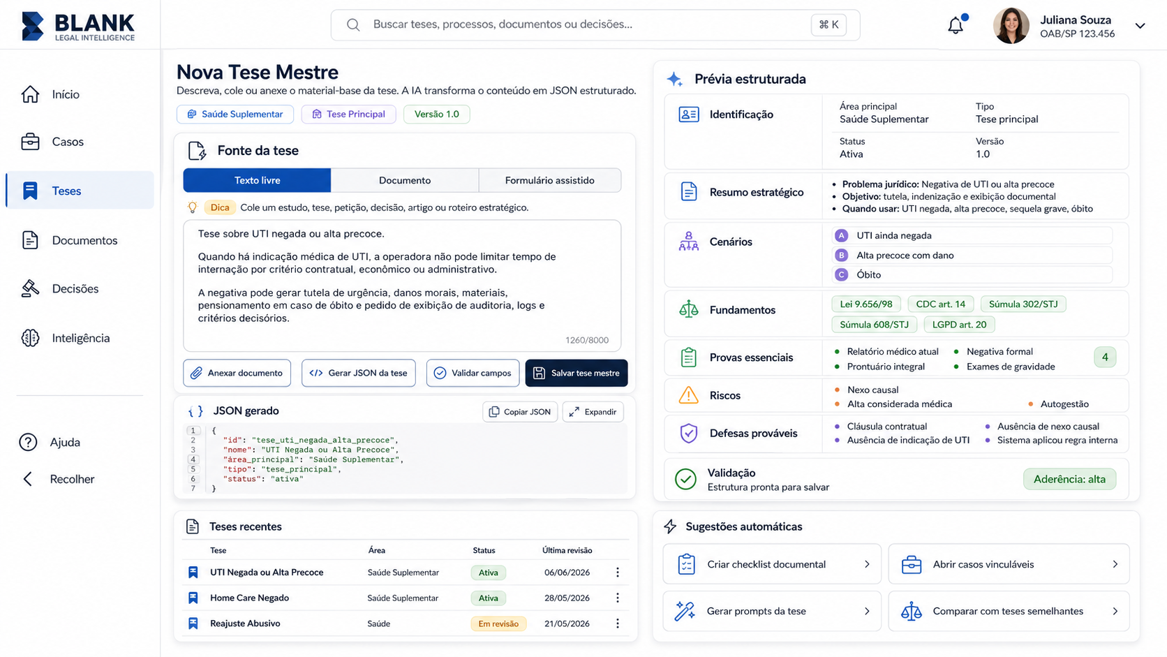 Base de tese e matriz de risco
